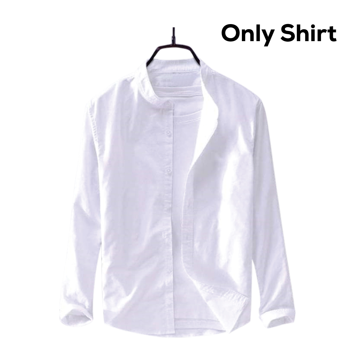 Men's Solid Colour Ban Color Shirt (White) M3110