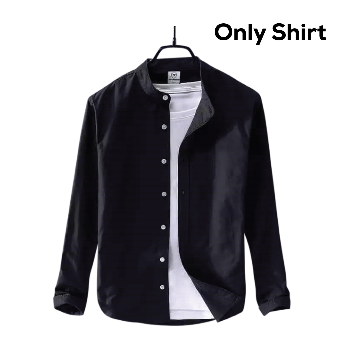 Men's Solid Colour Ban Color Shirt (Black) M3111