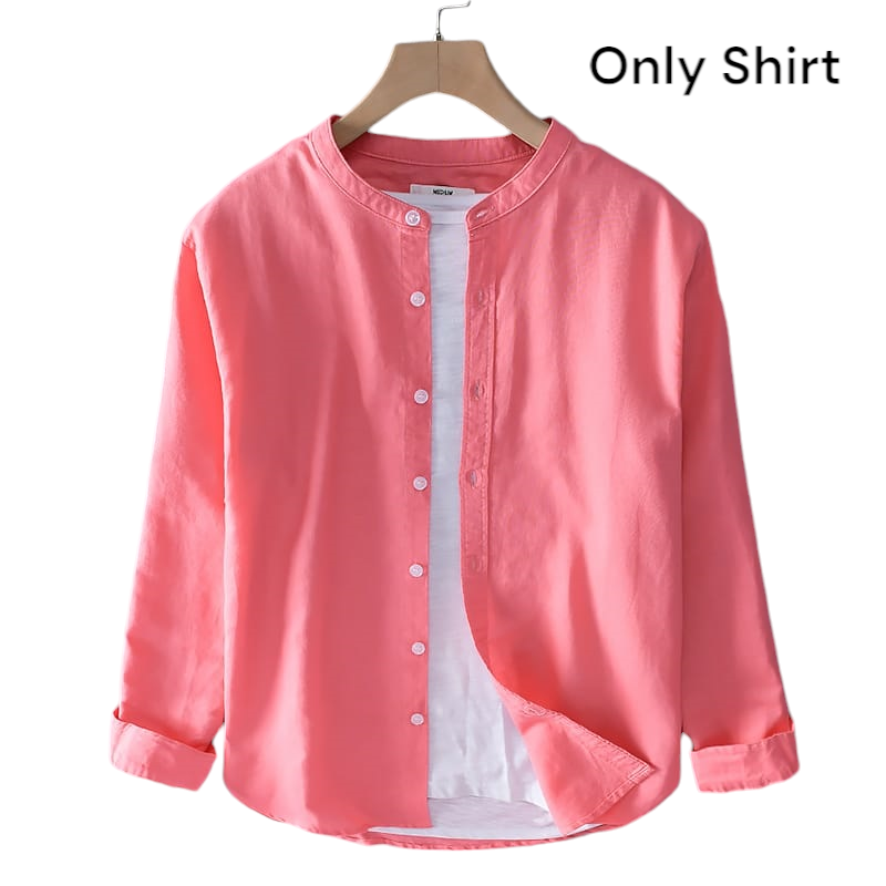 Men's Solid Colour Ban Color Shirt (Pink) M4202