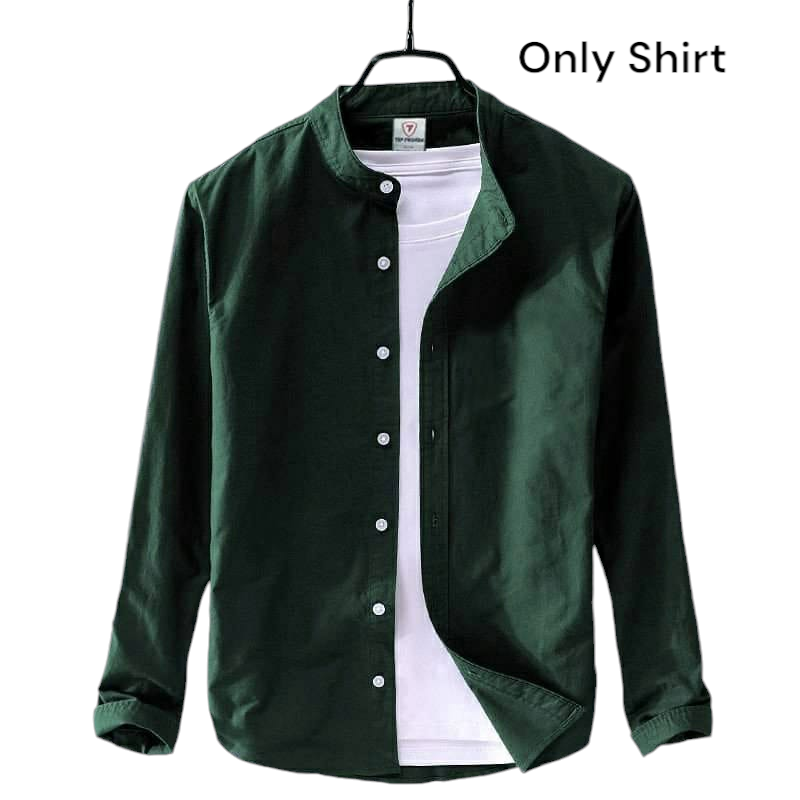 Men's Solid Colour Ban Color Shirt (Green) M3106