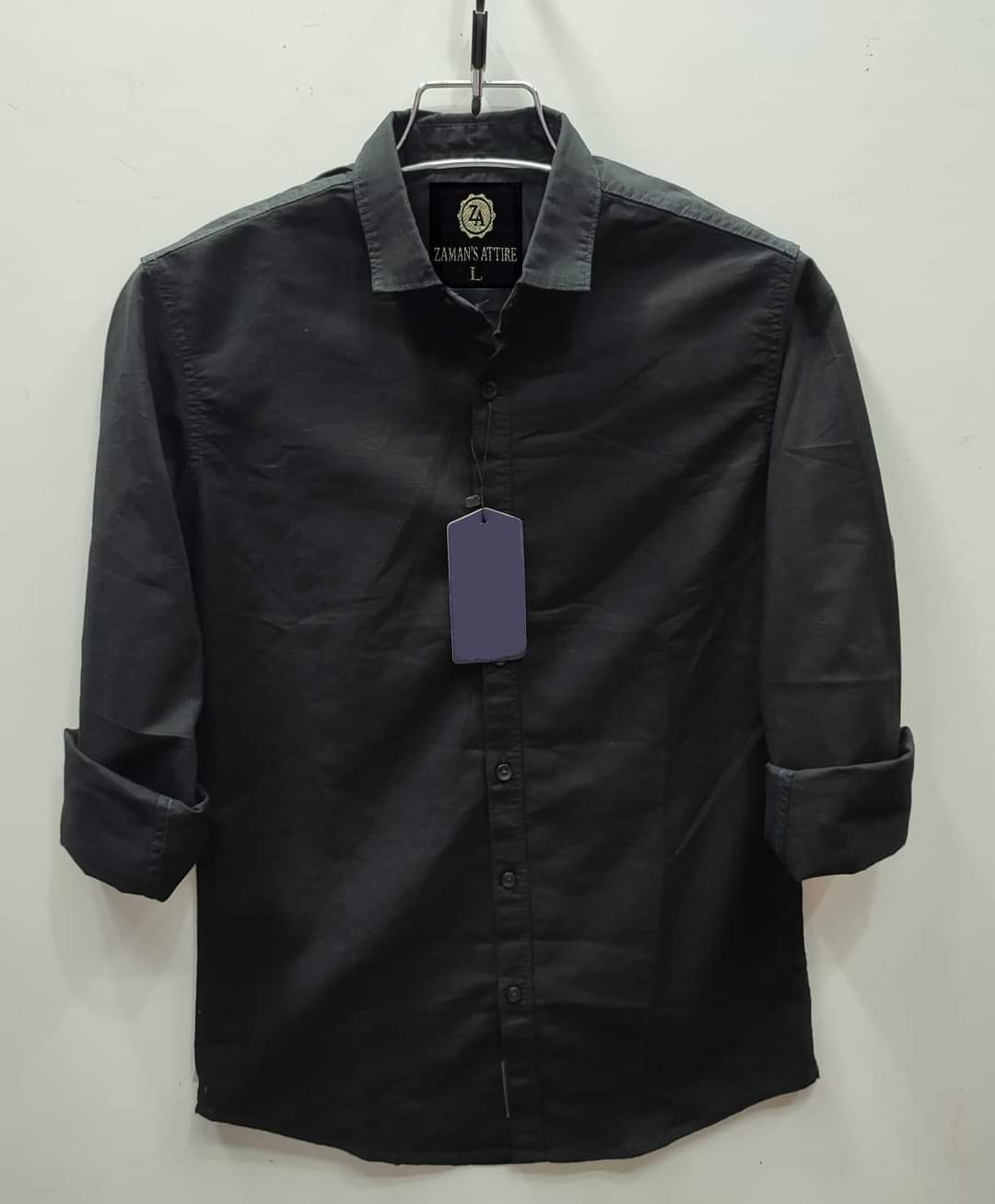 Men's Solid Colour Color Shirt (Black) M3219