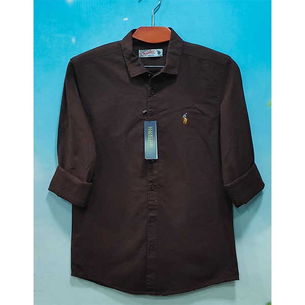 Men's Solid Colour Color Shirt (Coffee) M3242