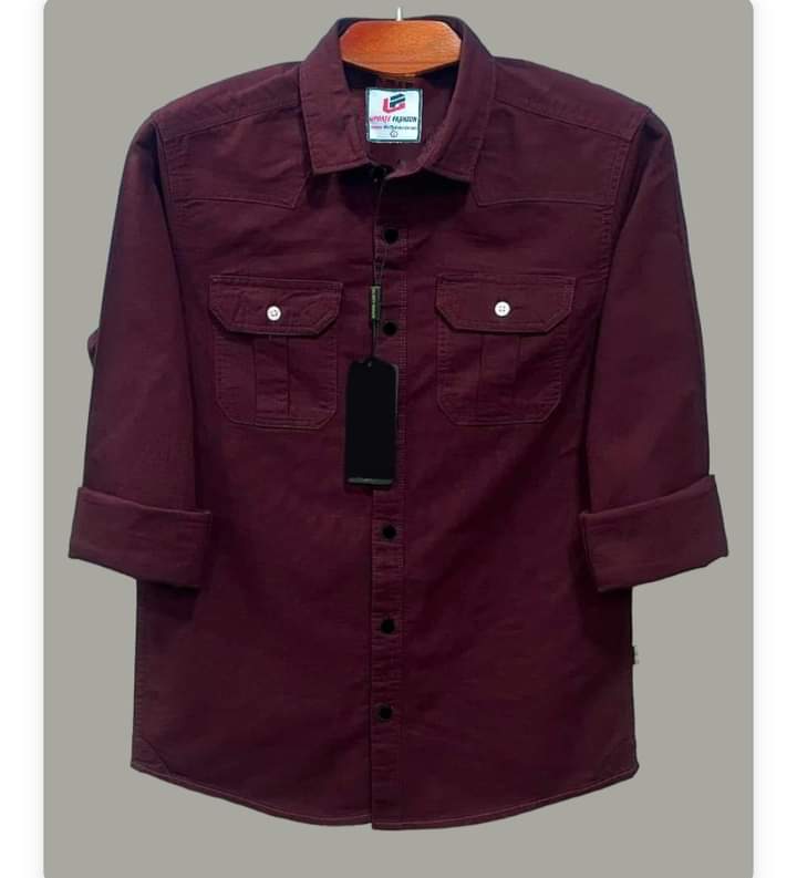 Double Pocket Shirt for Men (Maroon) M3122