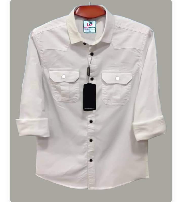 Double Pocket Shirt for Men (White) M3127