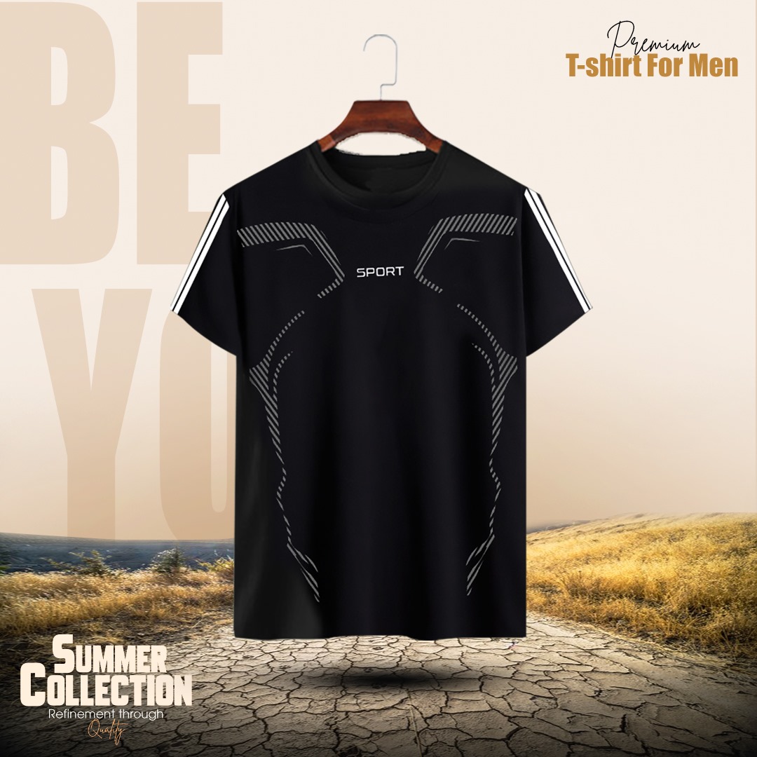 Stylish Comfortable Sports T-Shirt (Black) M4657