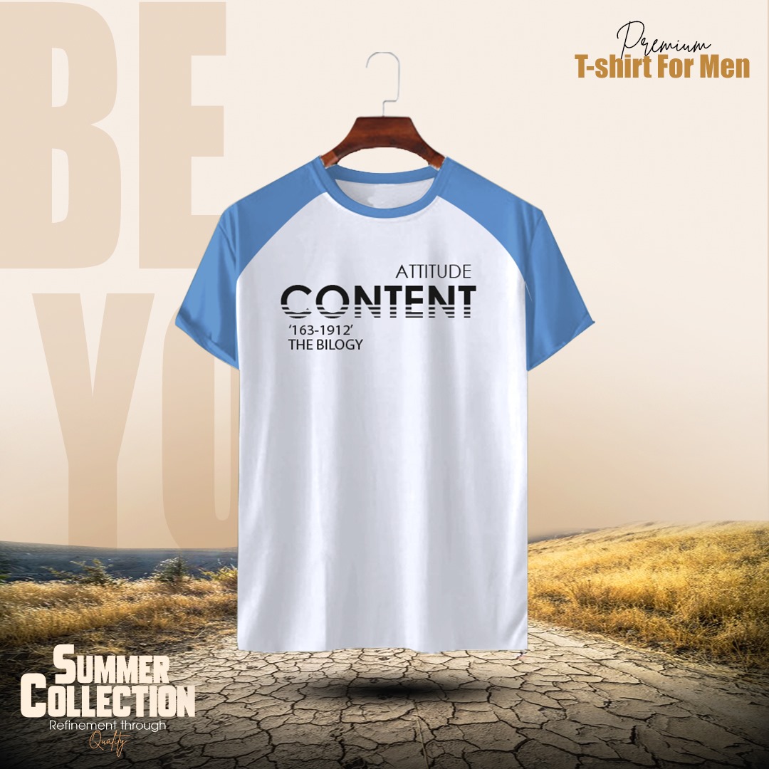 Stylish Comfortable Sports T-Shirt (White+Blue) M4655